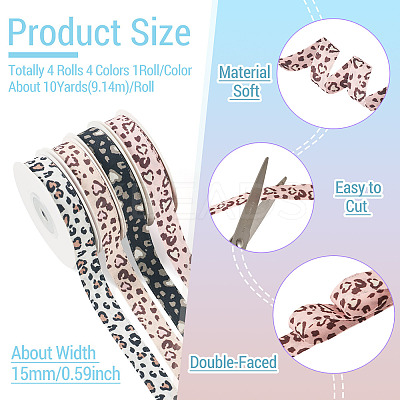 4 Rolls 4 Colors Polyester Ribbon OCOR-TA0004-15-1