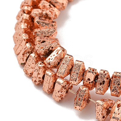 Electroplated Natural Lava Rock Beads Strands G-I360-H02-03-1