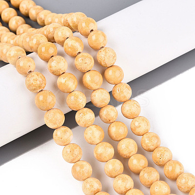 Dyed Synthetic Fossil Beads Strands G-T139-8mm-66B-1