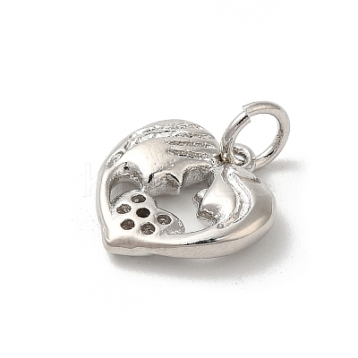 Valentine's Day Rack Plating Brass Clear Cubic Zirconia Pendants KK-Z056-12P-1