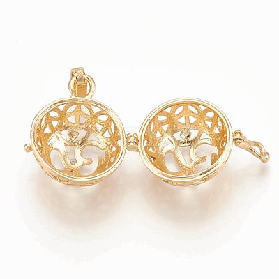 Rack Plating Brass Cage Pendants KK-S751-012KC-1
