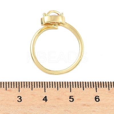 Flower Brass Micro Pave Cubic Zirconia Cuff Rings for Women RJEW-A069-05G-01-1