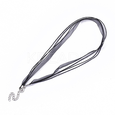 Waxed Cord and Organza Ribbon Necklace Making NCOR-T002-332-1