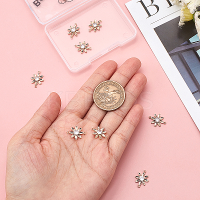 Brass Clear Cubic Zirconia Connector Charms KK-BBC0002-18-1