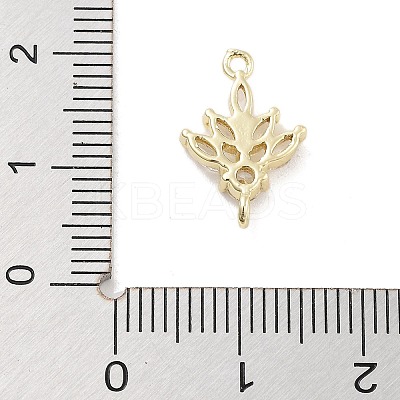 Brass Pave Clear Cubic Zirconia Leaf Links Connector Charms KK-Z061-02G-01-1