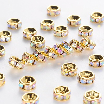 Brass Grade A Rhinestone Spacer Beads RSB036NF-02G-1