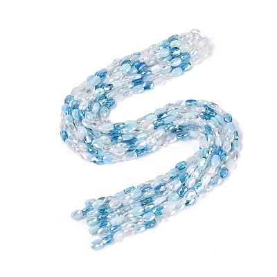 Electroplate Imitation Jade & Opaque & Transparent Glass Beads Strands EGLA-Q135-6x8MM-01F-1