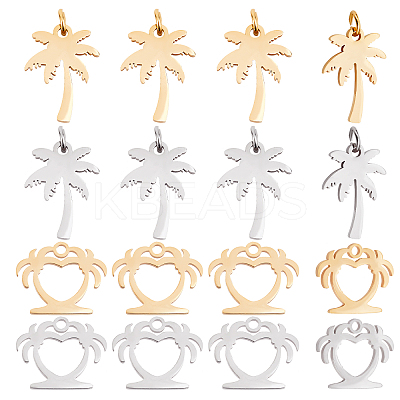 16Pcs 4 Style 201 Stainless Steel Pendants STAS-DC0002-73-1