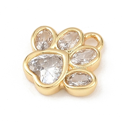 Brass Micro Pave Clear Cubic Zirconia Charms KK-G545-05G-1