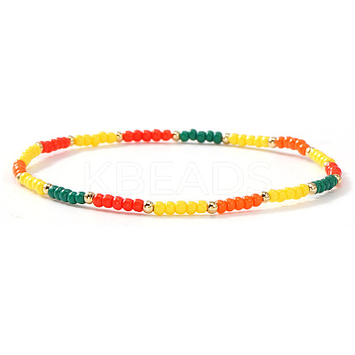 Summer Theme Glass Seed Bead & Brass Beads Stretch Bracelets MU3980-4-1