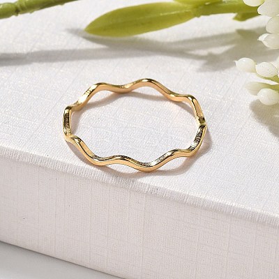 304 Stainless Steel Wave Finger Rings LS-RJEW-I110-01G-1