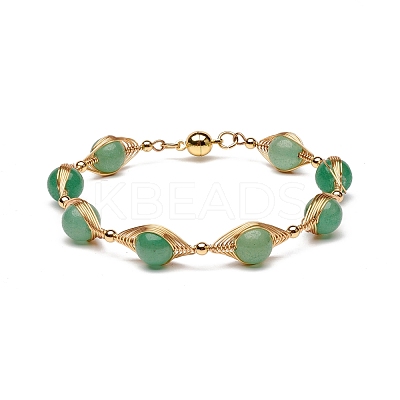 Healing Power Natural Green Aventurine Beaded Bracelets for Men Women X1-BJEW-TA00012-02-1