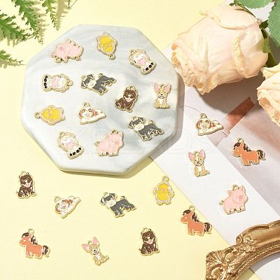 24Pcs 8 Styles Zinc Alloy Enamel Pendants ENAM-FS0004-05-1