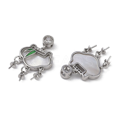 Brass & Shell & Clear Cubic Zirconia Pendants KK-G497-19P-1