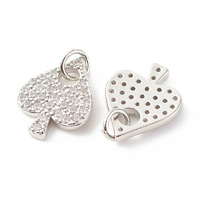 Brass Micro Pave Clear Cubic Zirconia Pendants ZIRC-P094-20P-RS-1