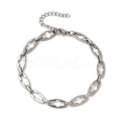 304 Stainless Steel Hollow Cross-Linked Chain Bracelets for Women BJEW-JB12294-01-1