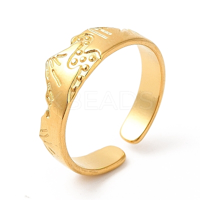 Ion Plating(IP) 304 Stainless Steel Mountain Open Cuff Ring for Women RJEW-E063-09G-1