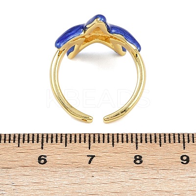 Brass Enamel Adjustable Cuff Rings for Women RJEW-G357-01L-1