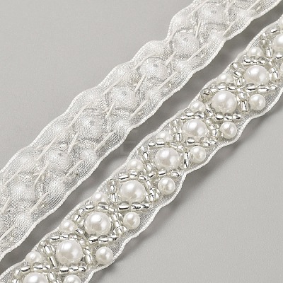 Polyester Organza Lace Trim OCOR-WH0082-187B-1