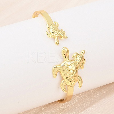 Marine Organism Brass Cuff Bangles for Women BJEW-D368-03L-G-1