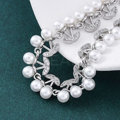 Cherry Brass Micro Pave Clear Cubic Zirconia Link Bracelets for Women BJEW-G740-02P-1