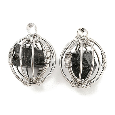 Natural Black Tourmaline Pendants G-H293-03P-02-1