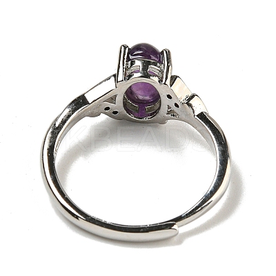 Oval Natural AmethystAdjustable Rings RJEW-Q818-01P-03A-1
