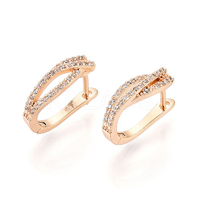 Brass Micro Pave Cubic Zirconia Stick Hoop Earrings EJEW-T048-34G-1