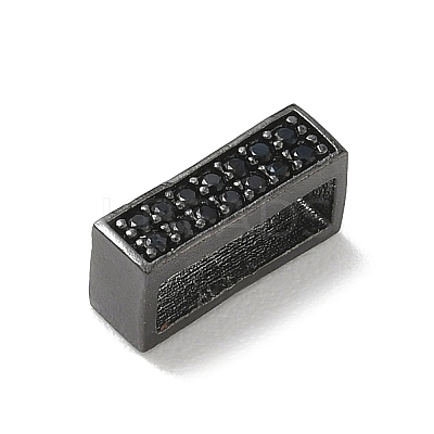Brass Micro Pave Black Cubic Zirconia Slide Charms KK-A300-12B-1