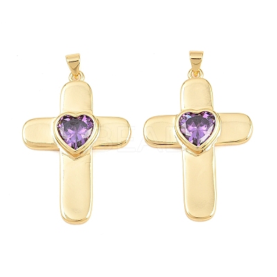 Brass Glass Pendants KK-P353-12G-1