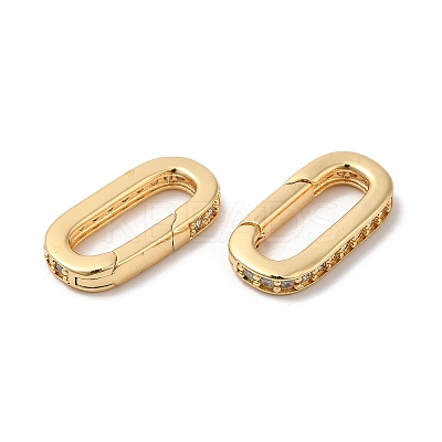 Brass Micro Pave Cubic Zirconia Spring Gate Rings KK-B074-59G-1