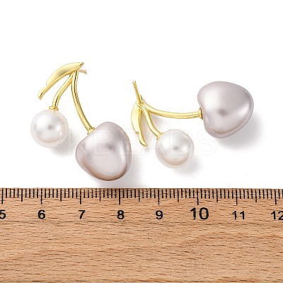 Cherry Brass Stud Earrings EJEW-V017-01D-G-1