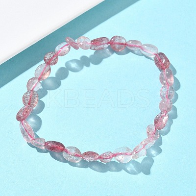 Natural Strawberry Quartz Beads Stretch Bracelets for Women BJEW-Z158-02D-02-1