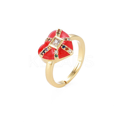 Adjustable Brass Micro Pave Colorful Cubic Zirconia Finger Rings RJEW-S044-163-NF-1