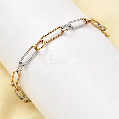 304 Stainless Steel Oval Link Chain Bracelets for Women BJEW-D377-01B-1