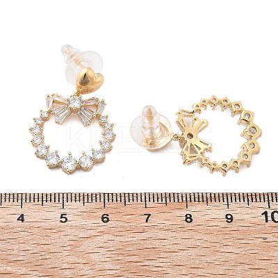 Brass Clear Cubic Zirconia Stud Earrings EJEW-D301-06G-01-1