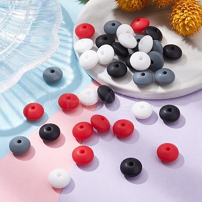 20Pcs 4 Colors Food Grade Eco-Friendly Silicone Focal Beads SIL-YW0001-12B-1