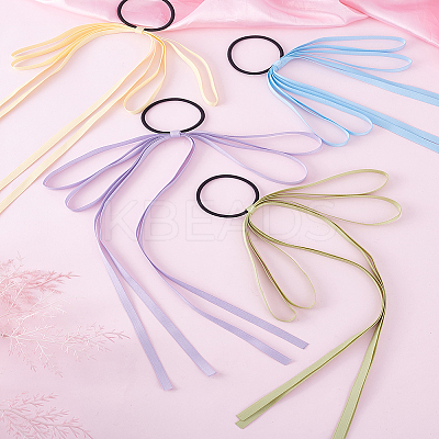 4Pcs 4 Colors Cloth Elastic Hair Accessories OHAR-LP0001-02-1