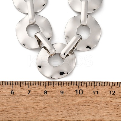 Iron & Alloy Flat Round Link Chain Necklaces for Women NJEW-U046-04P-1