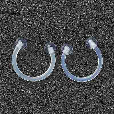 Acrylic Circular/Horseshoe Barbell with Double Round Ball AJEW-P084-04B-1