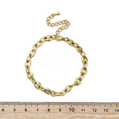 304 Stainless Steel Coffee Bean Chain Bracelets for Men Women BJEW-G725-06G-1