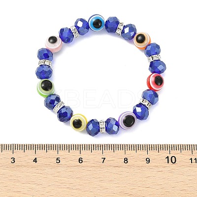 Resin and Glass and Brass Beaded Stretch Bracelets for Children BJEW-JB14017-1