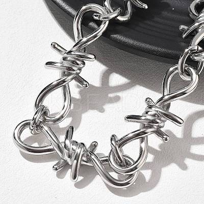 304 Stainless Steel Barb Wire Link Chain Necklaces for Women Men NJEW-A043-04P-1