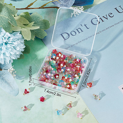 120Pcs 6 Colors Electroplate Glass Charms GLAA-SC0001-70-1