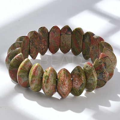 Bicone Natural Unakite Beads Stretch Bracelets for Women Men BJEW-C097-05F-1