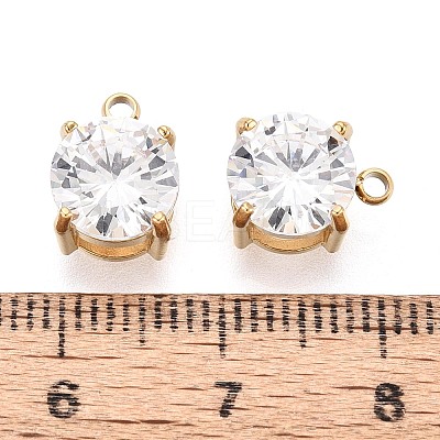 PVD Vacuum Plating Real 18K Gold Plated 304 Stainless Steel Cubic Zirconia Pendants STAS-L278-010G-01-1