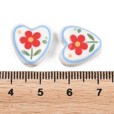 Floral Printed Porcelain Beads PORC-A033-01B-1