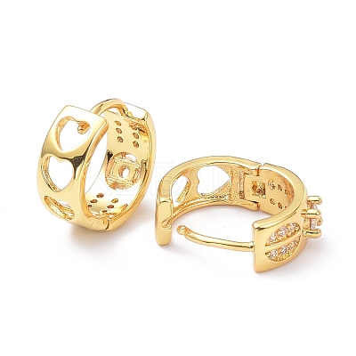 Brass Micro Pave Cubic Zirconia Hoop Earrings ZIRC-P090-06G-1