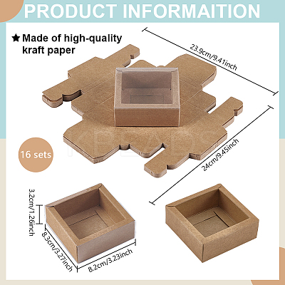 Kraft Paper Cardboard Gift Drawer Boxes LS-CON-WH0085-129B-1