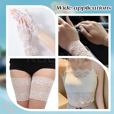 Polyester Elastic Flower Lace Trim Fabric DIY-WH0632-94B-1